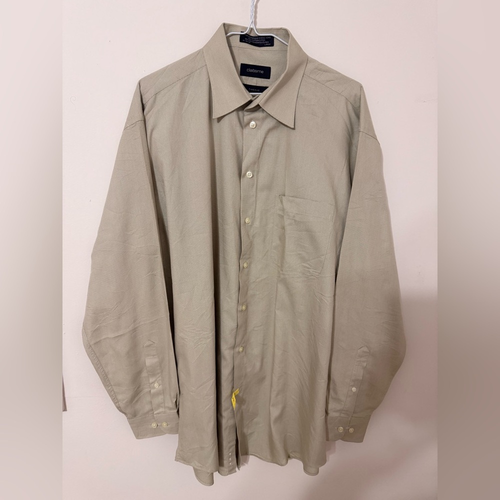 Claiborne Men's Tan Button Down Shirt